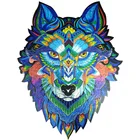 3 деревянные пазлы с животными для взрослых и детей, лиса, Лев, медведь, волк, пазлы с животными, удивительные головоломки, пазлы в форме животных