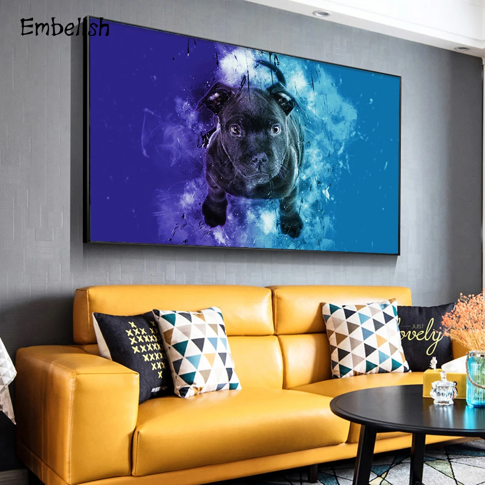

Embelish 1 Pieces Black Pet Dog In Water Animals Wall Art Pictures For Living Room Modern Home Decor HD Print Canvas Paintings