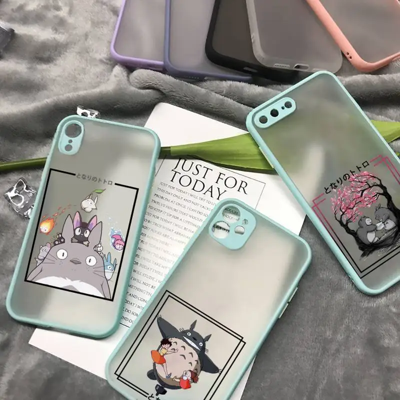 

Totoro cute design anime Phone Case matte transparent For iphone 7 8 11 12 plus mini x xs xr pro max cover