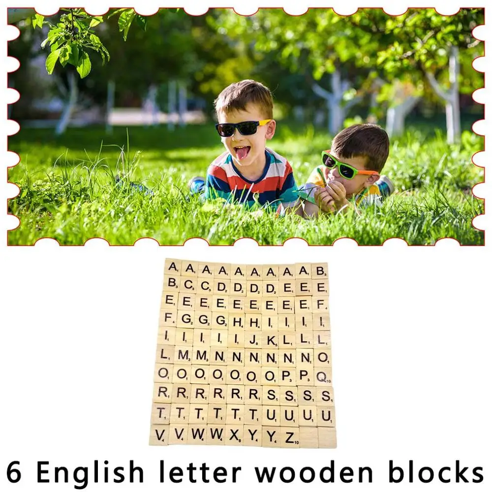 

100Pcs Wooden Alphabet Scrabble Tile Number Scrapbooking Handcraft Letter Set Complete Jigsaw Puzzle Alphabet Wood Chips