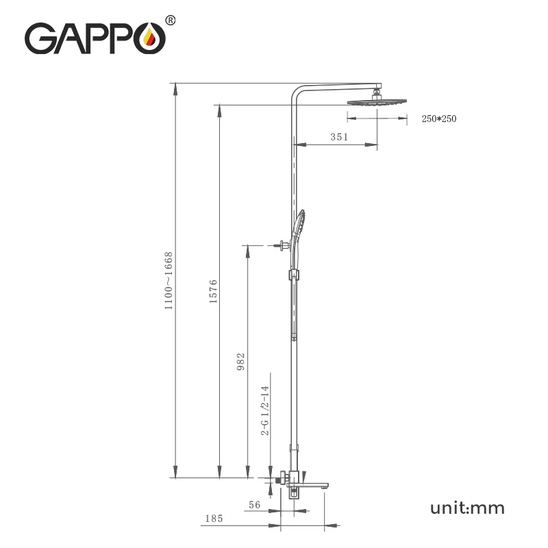 Душевой смеситель GAPPO черный настенный кран для ванной комнаты латунная Душевая