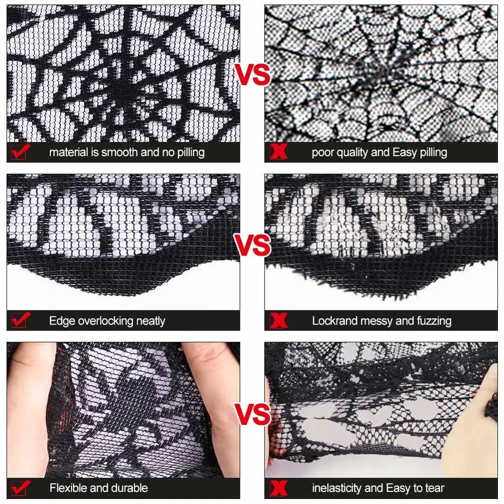

OurWarm Halloween Black Lace Spider Bat Tablecloth 60*84 inch Rectangle Tablecover Halloween Table Decoration for Home