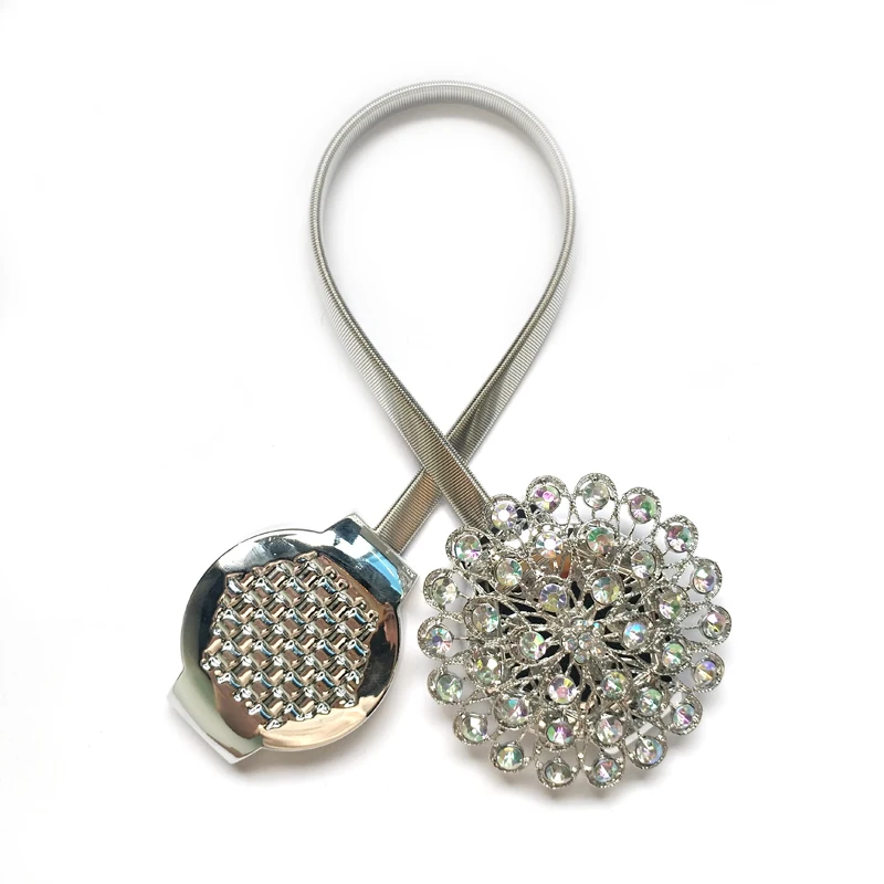 

1pcs Flower Design Magnetic Curtain Accessories Rhinestone Decorative Window Screening Tieback Retractable Metal Curtains holder