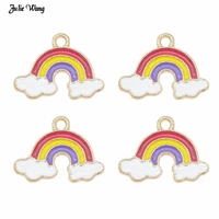 julie wang 10pcs alloy enamel rainbow shape charm colorful for necklace earrings pendant keychain jewelry diy findings 1914mm