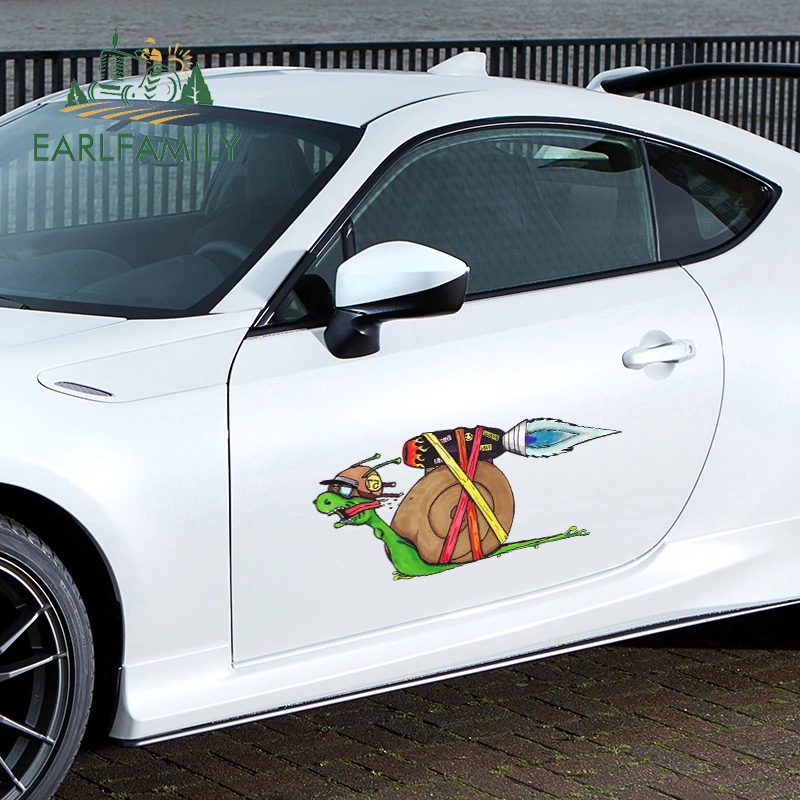 

EARLFAMILY 43cm x 18cm Cartoon Car Stickers and Decals for Turbo Snail Anime Car Door Protector Hood Trunk Decor Waterproof