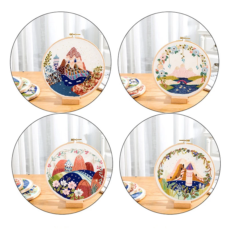Набор для вышивки с обручем DIY пейзаж цветок вышивка искусство Декор