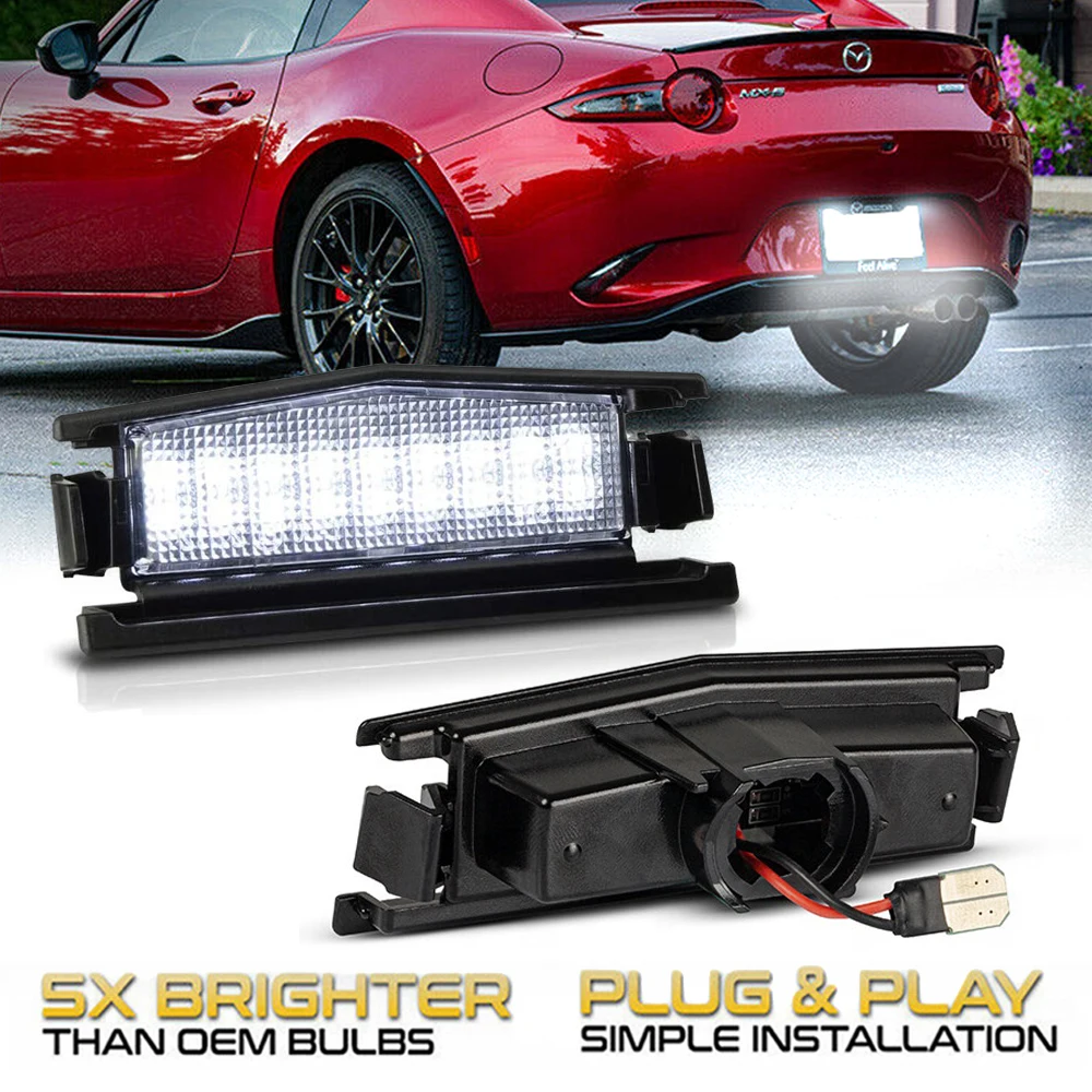 2 шт./лот 6000K Светодиодные лампы для номерного знака для Mazda MX5 Miata (ND) MK4 и Mazda 2 Harchback M2 2015-2021 OEM #:D09H-51-270 A/B