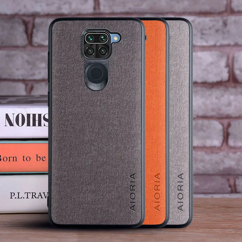 

Xiaomi Redmi Note 9 Case Cover Luxury Textile Leather Skin soft TPU Edge Hard PC Back Cover For Xiaomi Redmi Note 9 Phone Coque