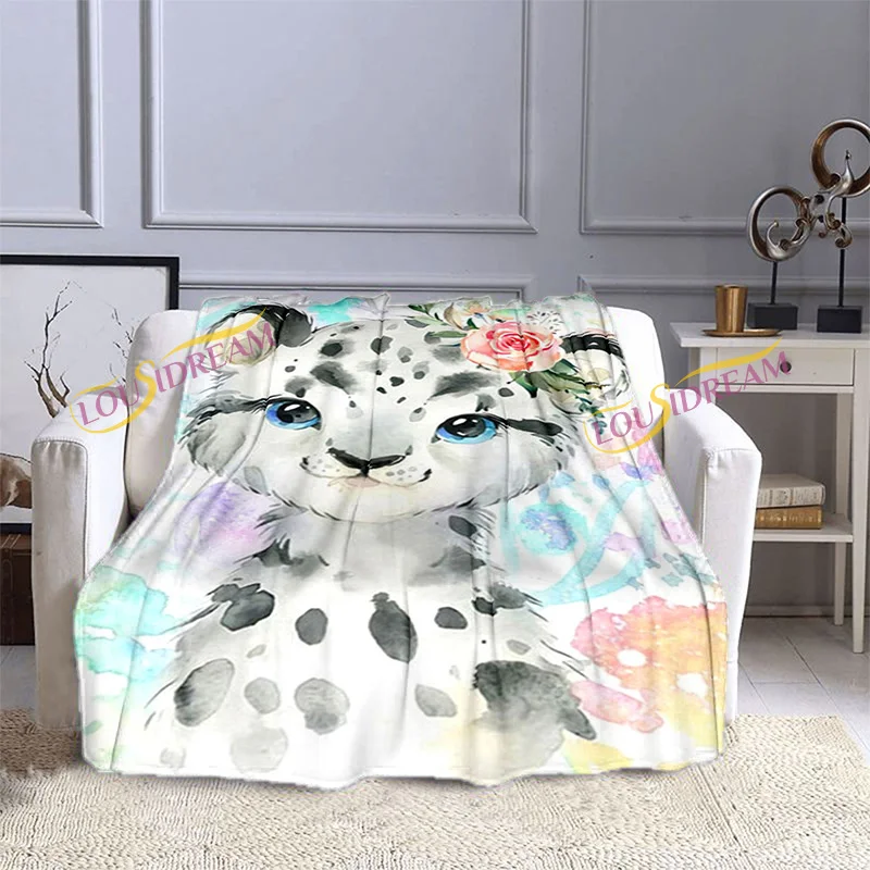 Милые Мультяшные акварельные одеяла с животными фланелевые покрывала