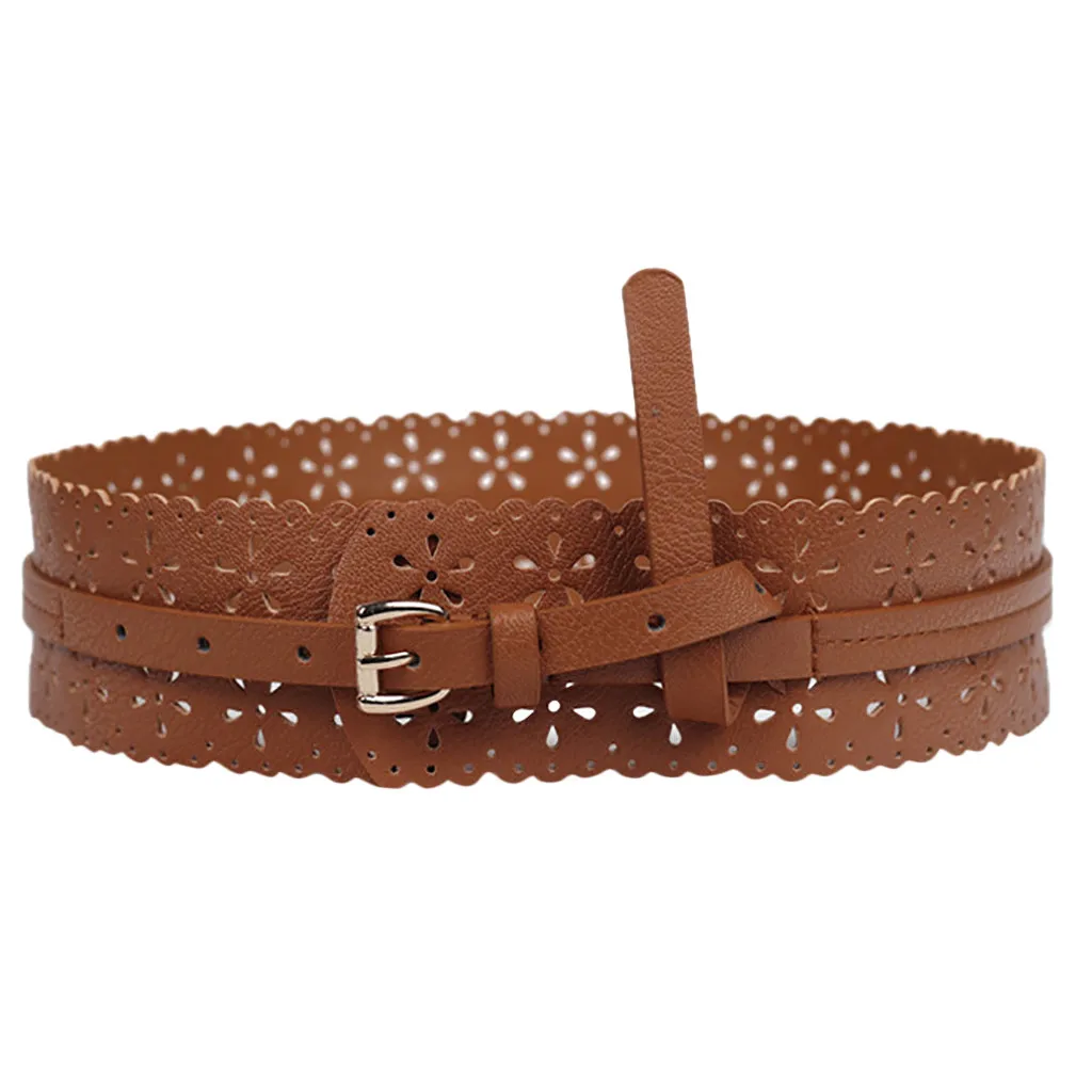 Женский широкий ремень SAGACE винтажный пояс в форме цветка модный кожаный для