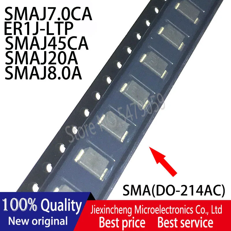 30 шт. SMAJ7.0CA WM ER1J SMAJ45CA YV SMAJ20A BV SMAJ8.0A AR SMA(DO-214AC) Новый оригинал |
