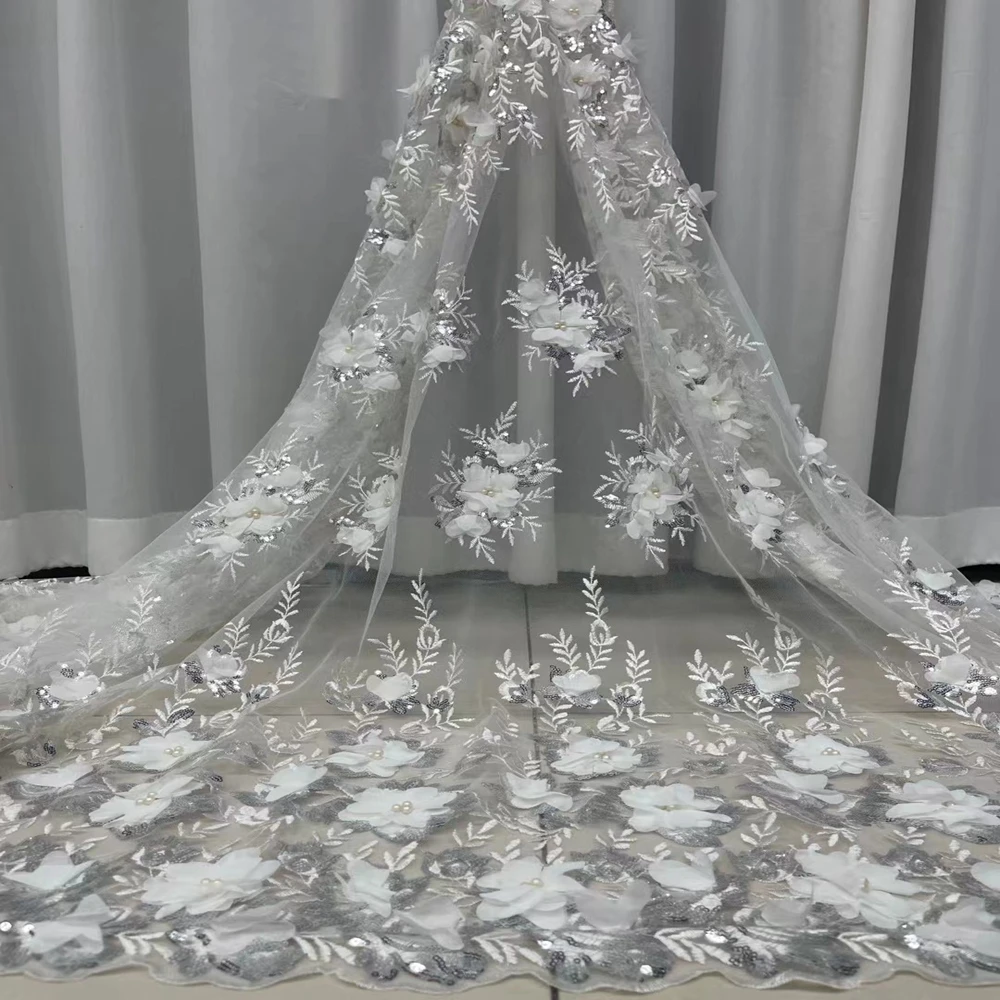 Высококачественная Белая швейцарская вуаль африканская Бархатная ткань с