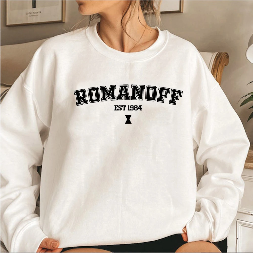 

Romanoff 1984 Unisex Crewneck Sweatshirt Black Widow Hoodie Women Sweatshirts Long Sleeve Pullovers Female Graphic Hoodies Tops