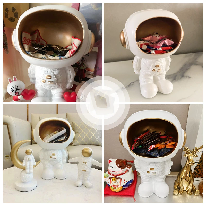

Modern Creative Astronaut Storage Box Resin Ornaments Home Livingroom Table Figurines Crafts Office Desktop Spaceman Decoration