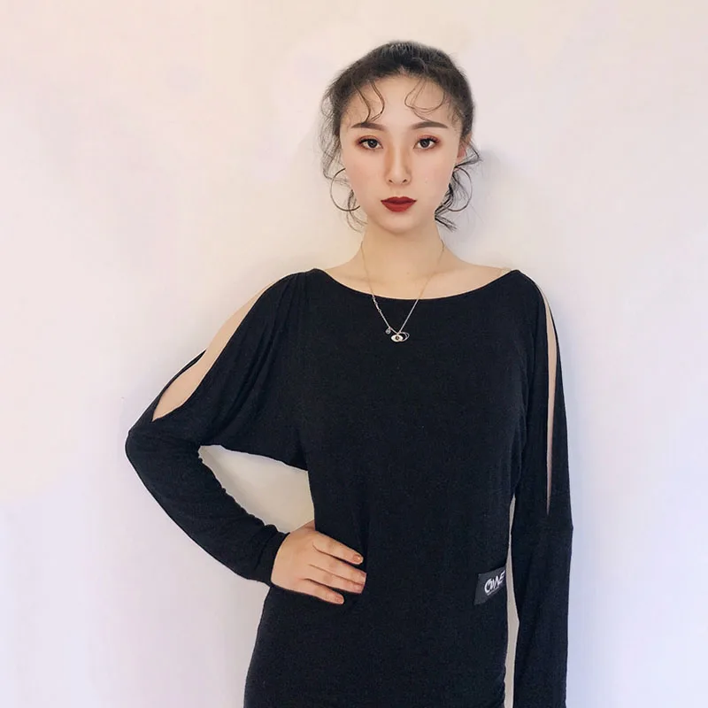 3 цвета латинский танцевальный Топ для женщин сексуальный V Воротник бальный ча