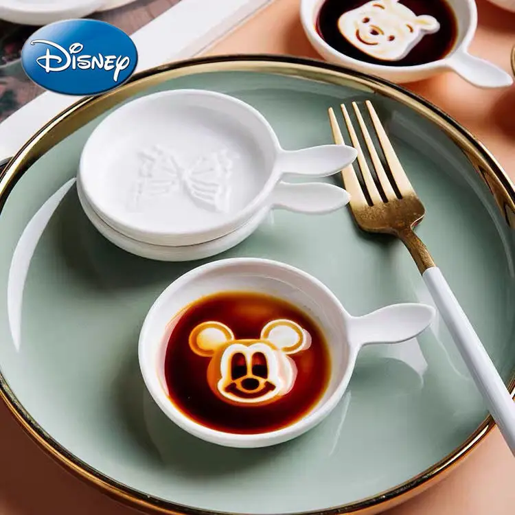 Disney Mickey Mouse Winnie the Pooh Japanese Ceramic Cartoon Seasoning Dish Household Soy Sauce Vinegar Dish Cute Small Dish