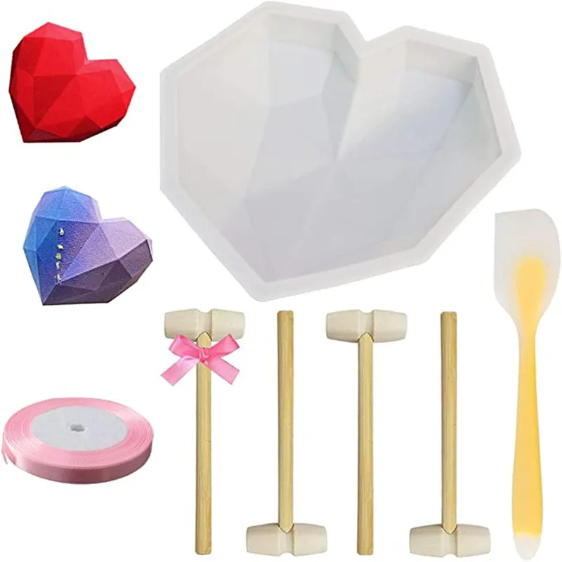 

Diamond Love Silicone Cake Mould Silicone 3D Heart Shape Fondant Cake Mousse Chocolate Baking Brush Cake Tool