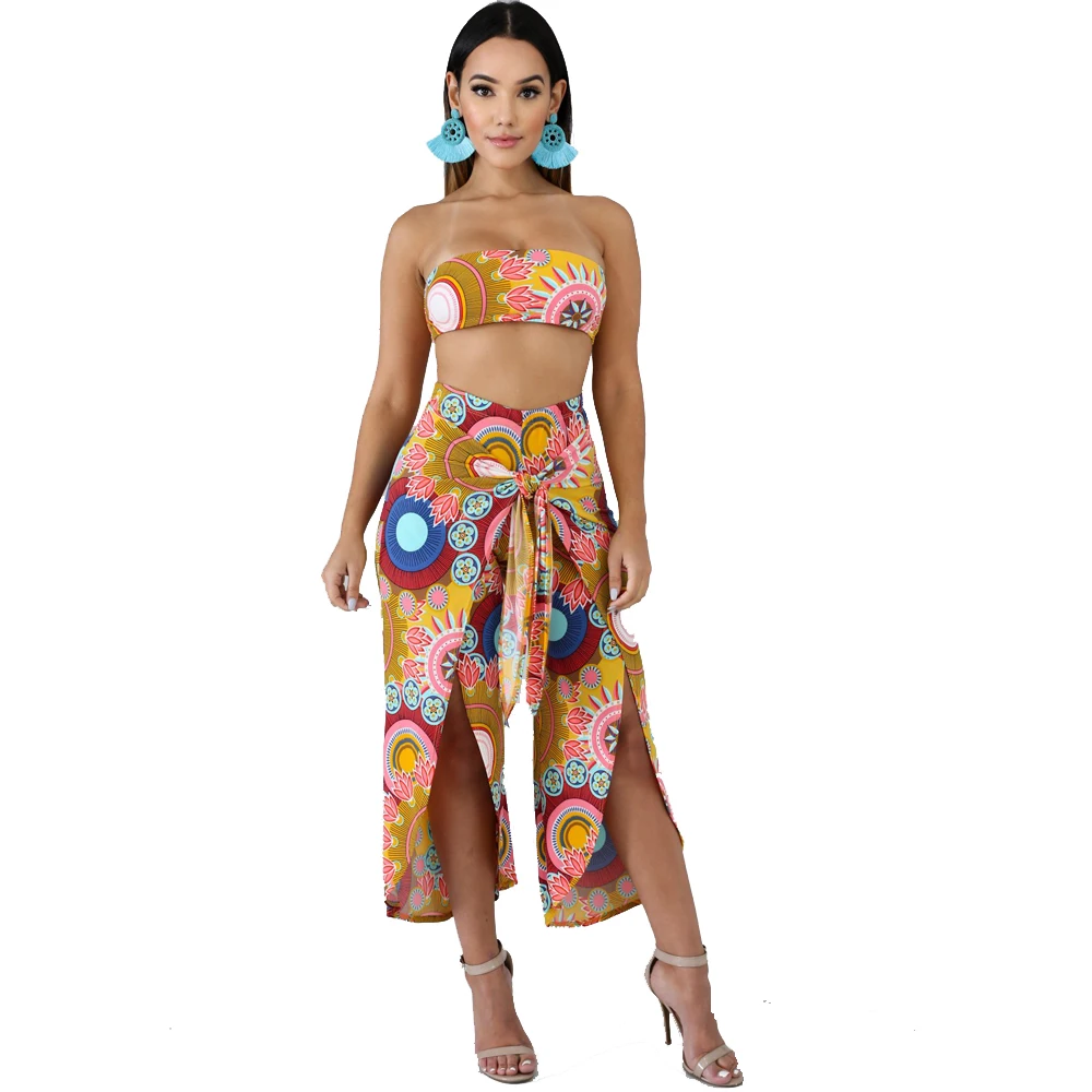 Комплект из двух предметов с цветочным принтом богемные бандажные костюмы на