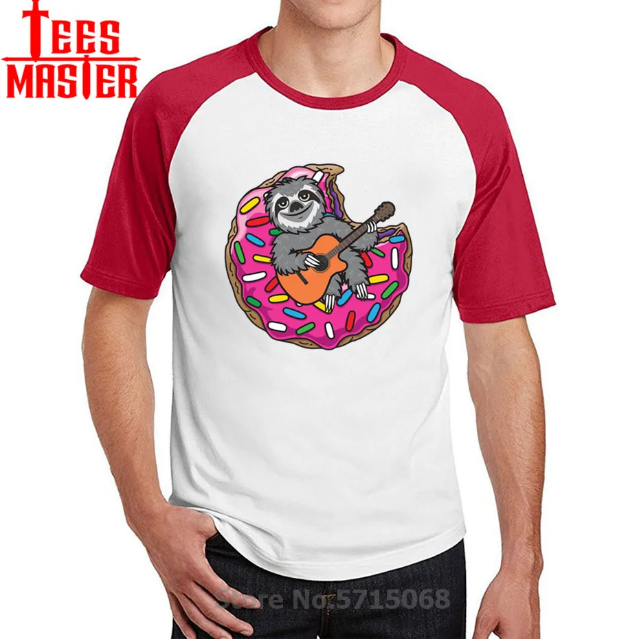 Футболка Ленивец Пончик гитара Забавный дизайн любит играть на гитаре новая