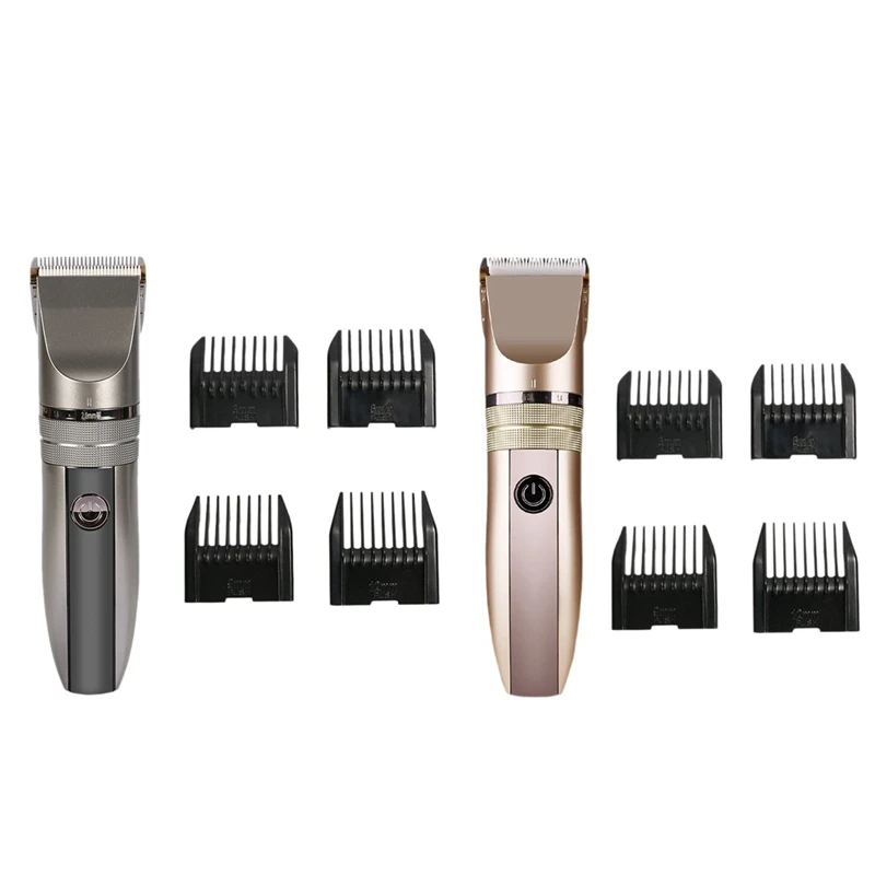2X Hair Clipper Rechargeable Beard Trimmer Men Electric Hair Cutting Titanium Ceramic Blade Rose & Gray