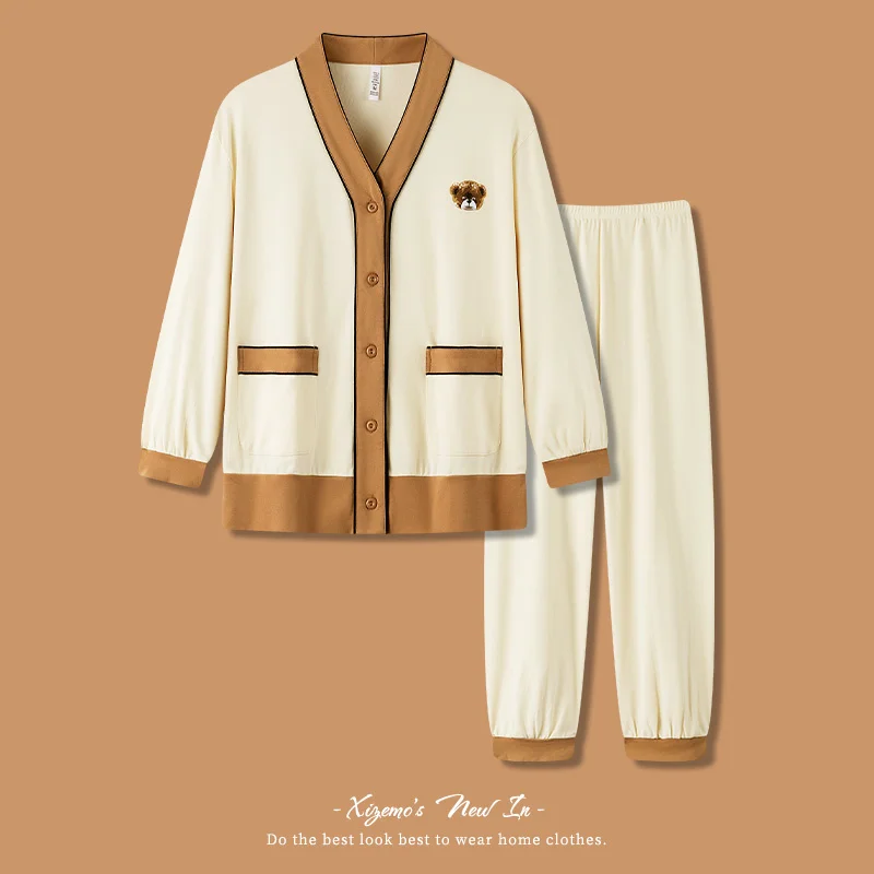 

Пижама для женщин, комплект из 2 предметов, новинка 2021, пижамы в рождественском стиле, Женская хлопковая Домашняя одежда с длинными рукавами ...