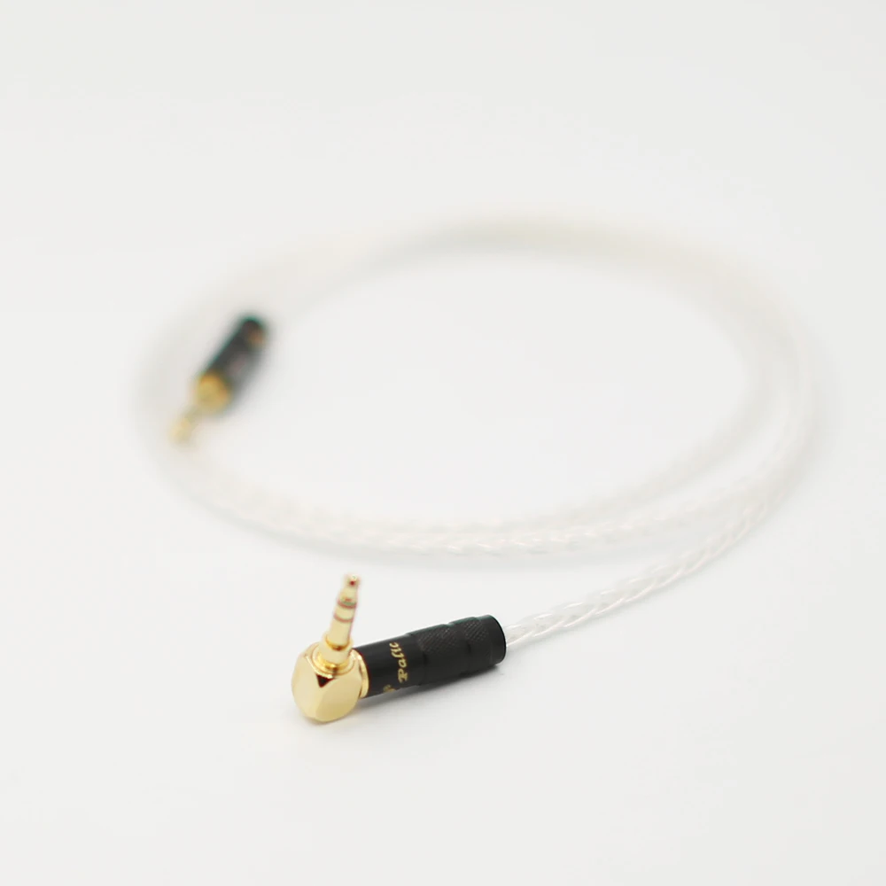 

Audiocrast 8Cores Silver Plated 3.5mm Extension Audio Cable 3.5mm right angled to straight male Earphone HeadphoneStereo AUX
