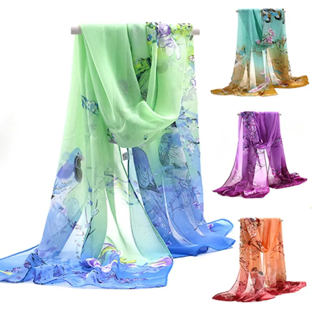 

Hot Sale Fashion Women Long Chiffon Stole Scrawl Flower Printed Soft Sun Block Scarf