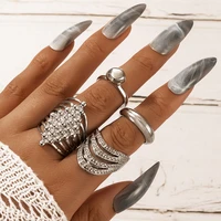 docona 4pcsset punk irregular geometry knuckle finger rings for women men silver color hollow metal ring set jewelry %d0%ba%d0%be%d0%bb%d1%8c%d1%86%d0%b0