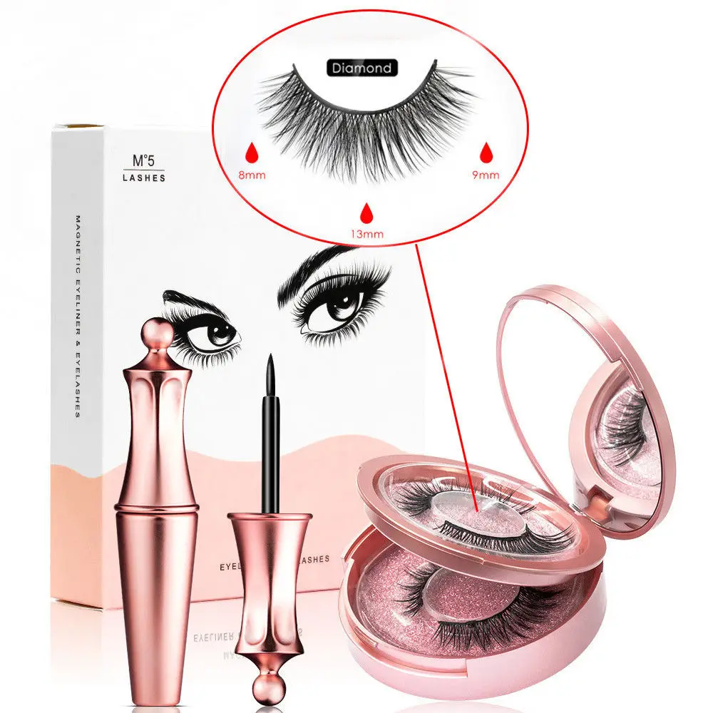 Diamond-2 Liquid Magnetic Eyeliner Set And Magnetic False Eyelashes Tweezer Magnetic Eyeliner Waterproof Long Lasting Eyeliner Eyelashes - Цвет: Diamond-2