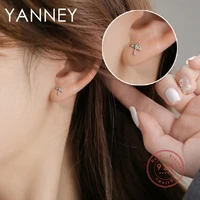 silver color hollow umbrella asymmetric crystal zircon stud earrings woman fashion simple style party jewelry student gift