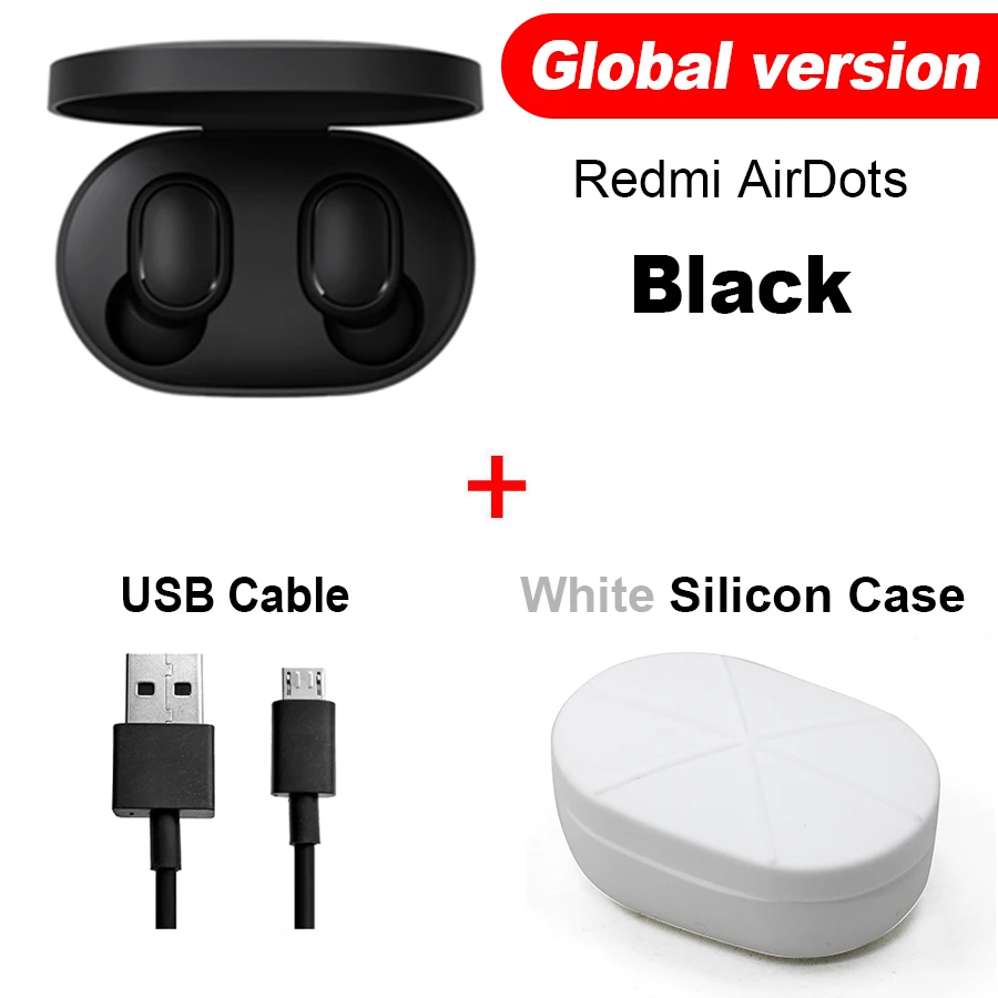 GB Cable White Case Оригинальные беспроводные наушники Xiaomi Redmi Airdots TWS, наушники с громкой связью, голосовое управление, Bluetooth 5,0, шумоподавление, управление AI - Цвет: GB Cable White Case