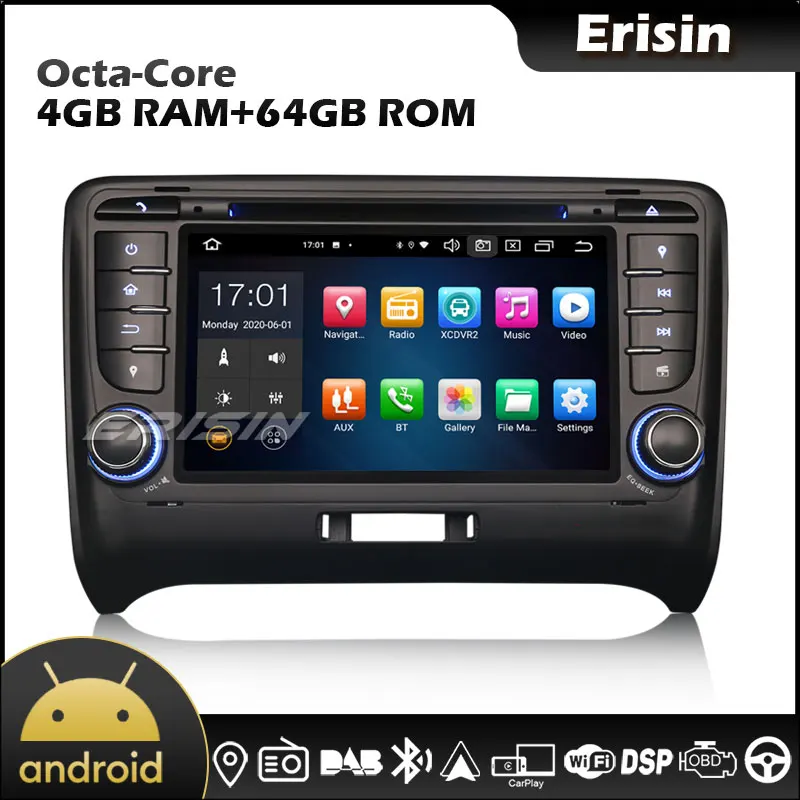 Erisin EU Warehouse 8179 7 &quotAndroid 10 0 DSP CarPlay &amp Auto GPS TPMS DAB 4G Автомобильное стерео для AUDI TT MK2