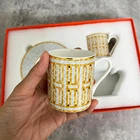 2021 Новая роскошная кофейная чашка и блюдце золотого цвета 100 мл керамическая чашка для капучино послеобеденного чая с подарочной коробкой yc88