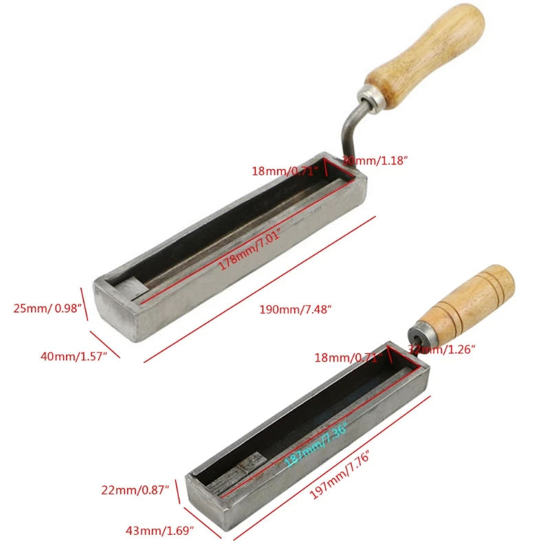 

Bar Silver Gold Ingot Casting Mold with Wood Handle Reversible Jewellery Gold Silver Iron Wire Rectangle Casting Mold