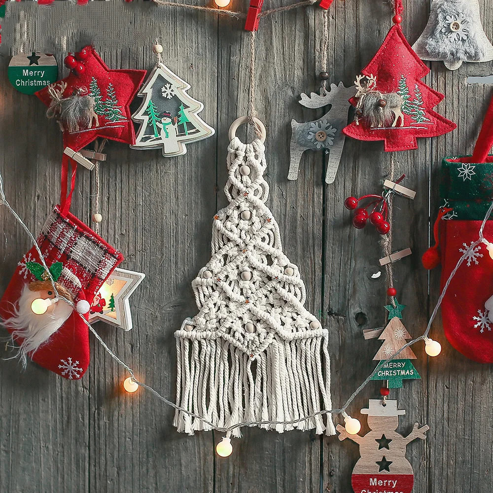 

New Christmas Tree Tapestry Macrame Wall Hanging Handwoven Boho Decoration Kawaii Room Decor Accessories Gift Arbol De Navidad