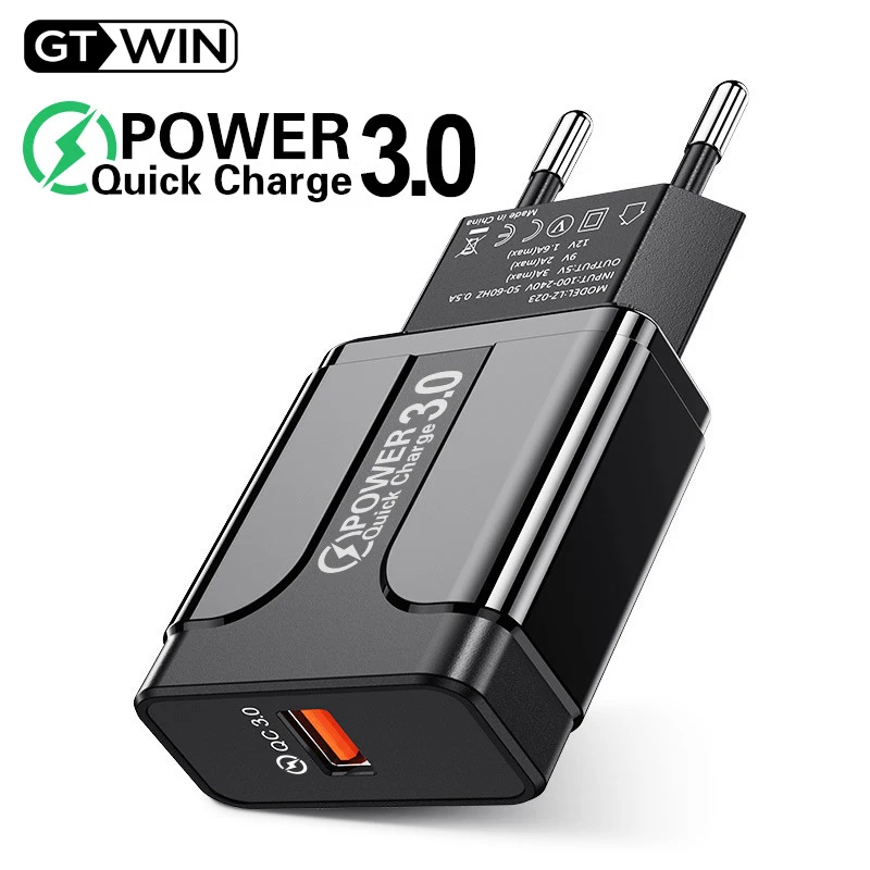 GTWIN Quick Charge 3,0 18 Вт QC 3,0 4,0 быстрое зарядное устройство USB портативное зарядное устройство для мобильного телефона адаптер для iPhone samsung Xiaomi