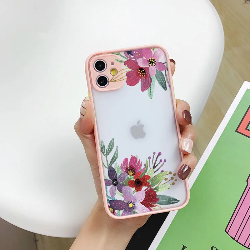 

Suitable for IPhone 11 Hand-painted Mobile Phone Case IPhone 11pro/promax Flower Cover Hard Shockproof Protective Cover