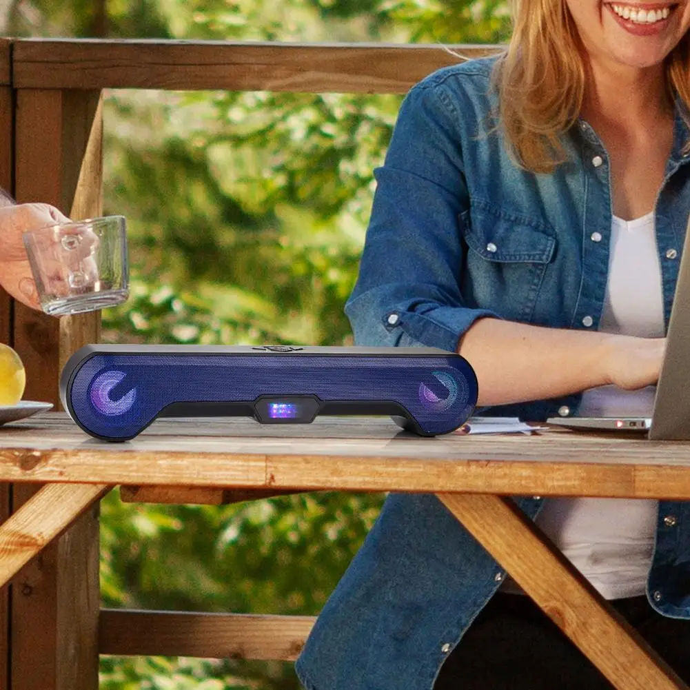 

Беспроводной динамик, перезаряжаемый двойной звуковой сигнал, совместимый с Bluetooth 5,0, звуковая панель для ПК