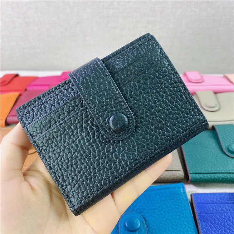 

New first layer cowhide coin purse portable ultra-thin 19-color high-end leather multi-card slot unisex business card holder