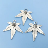 10pcs zinc alloy antique silver maple leaf charms pendant for diy findings necklace handmade jewelry making crafts accessories