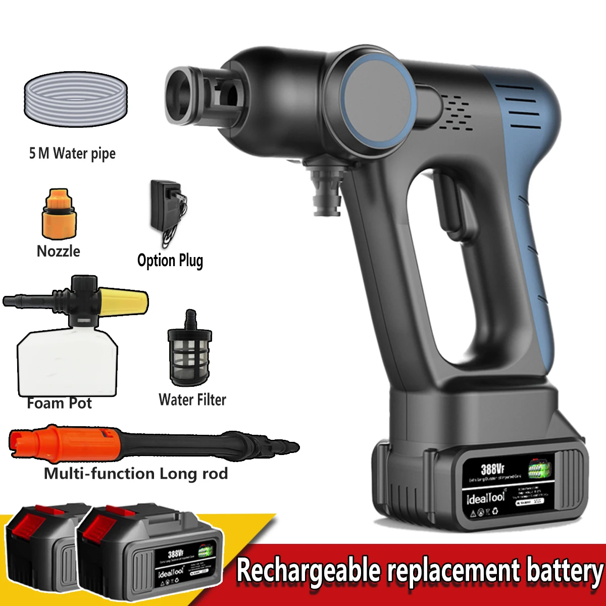 

20V Electric Car Washer Gun High Pressure Cleaner Foam Nozzle For Auto Cleaning Care Cordless Protable Car Wash Spray