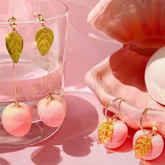 Peach Earrings Power The same sweet and lovely peach girl without pierced ear clips Sterling Stud | Украшения и аксессуары