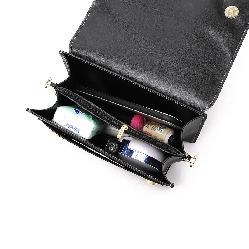 

Contrast Color Flap Bag for Women Metal Ring Chain Sling Purse Crossbody Shoulder Bags Pack Small Chic Purse