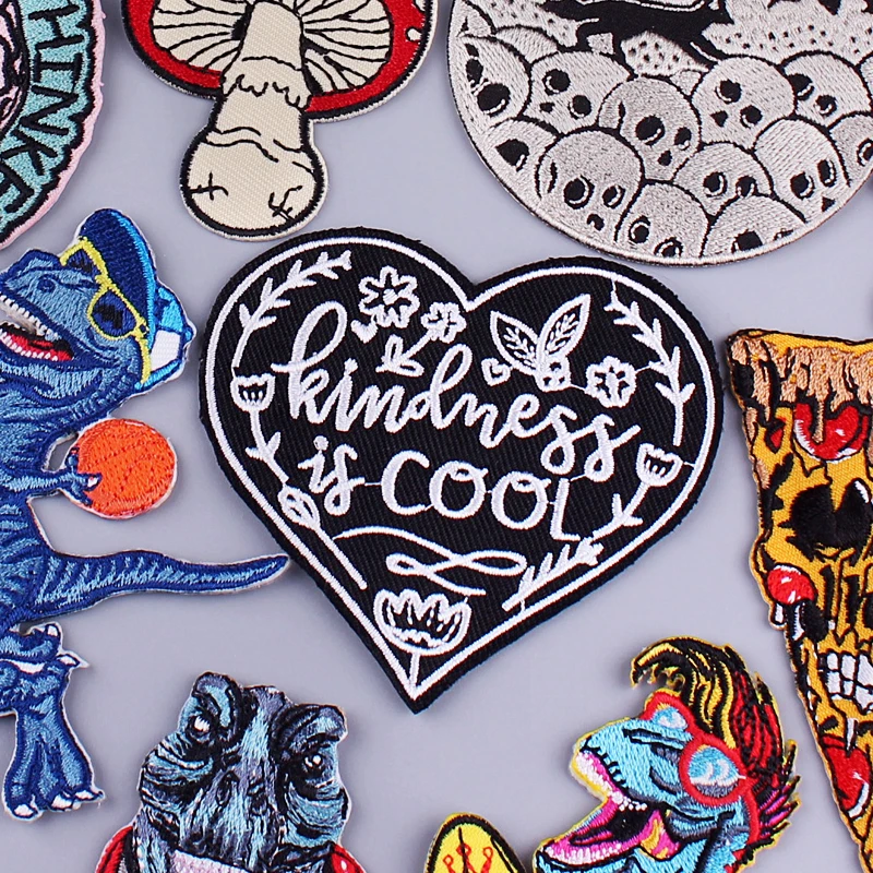 

Heart/Letter Punk Patches Pack Stickers On Clothes Embroidered Patches For Clothing Skull Applique Patch Stripe Sticker Jacket