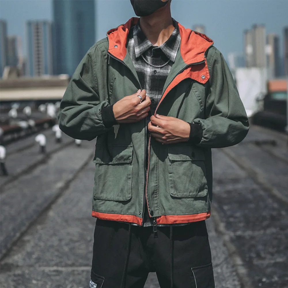 

Jacket men coat fashion casual spring autumn large size streetwear outwear zipper hoody jacket male windbreaker hip hop