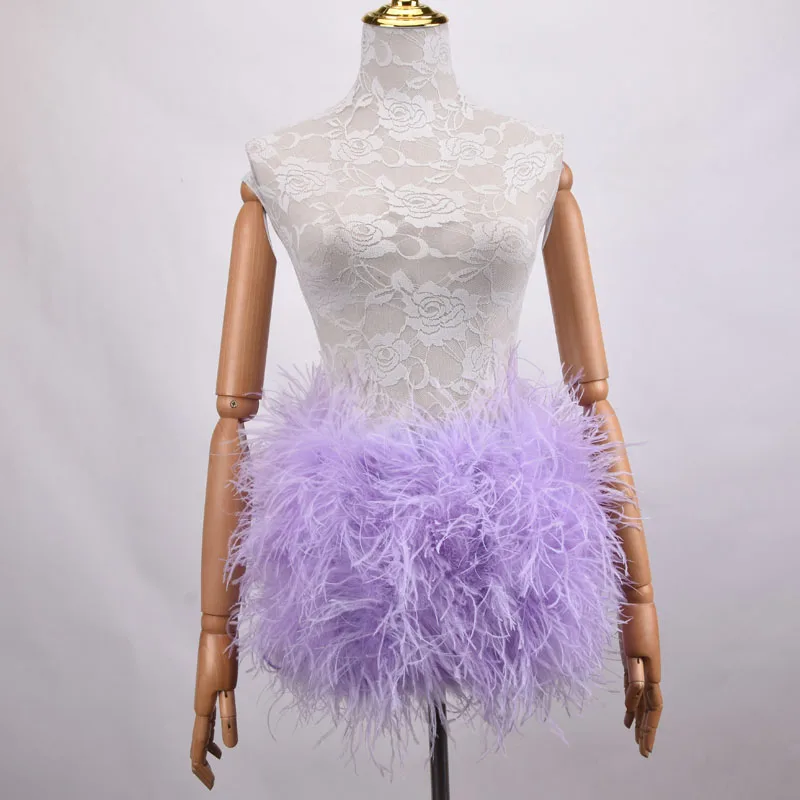 Новая стильная короткая юбка из 100% натурального страусиного меха бюстгальтер