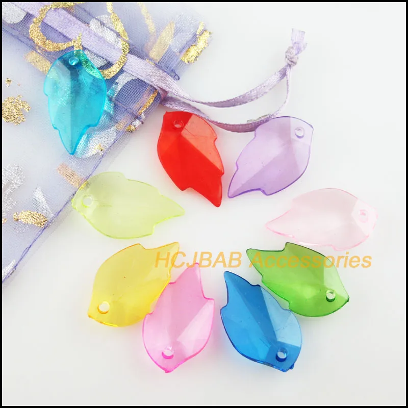 

50Pcs Mixed Acrylic Leaves Tail Of Animals Charms Pendants 14x23mm