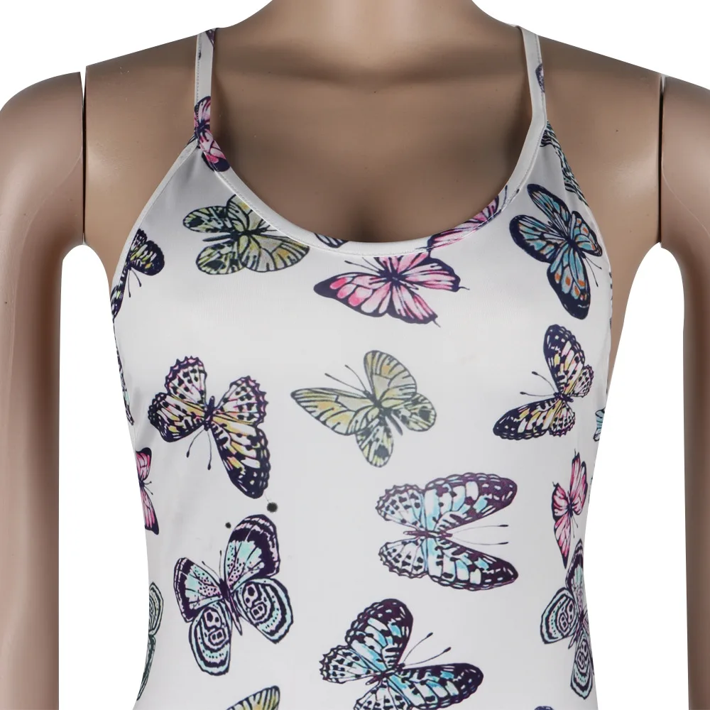 

Butterfly Print Sexy Sleeveless Bodycon Jumpsuits For Women 2020 Club Outfits One Piece Rompers Backless Tracksuit Rompers