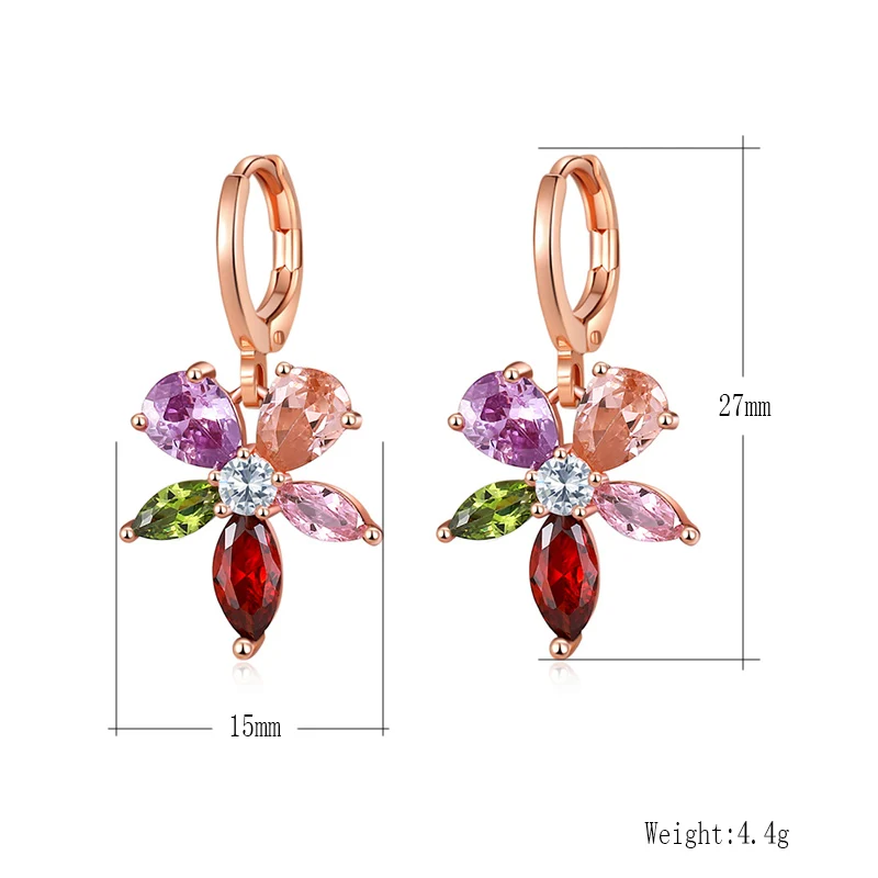 Женские Геометрические серьги кольца CARSINEL из розового золота с фианитами