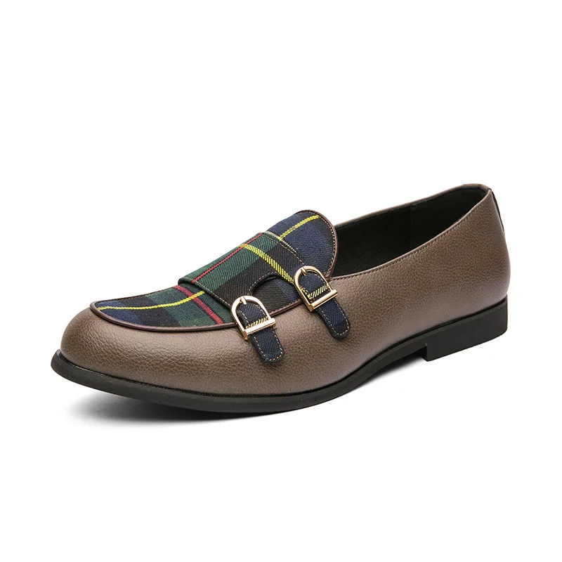

Newest Men Dress Shoes High Qualtiy Slip-on Monk Strap Shoes Male British Style Classic Casual Fashion Zapatos De Hombre AG007